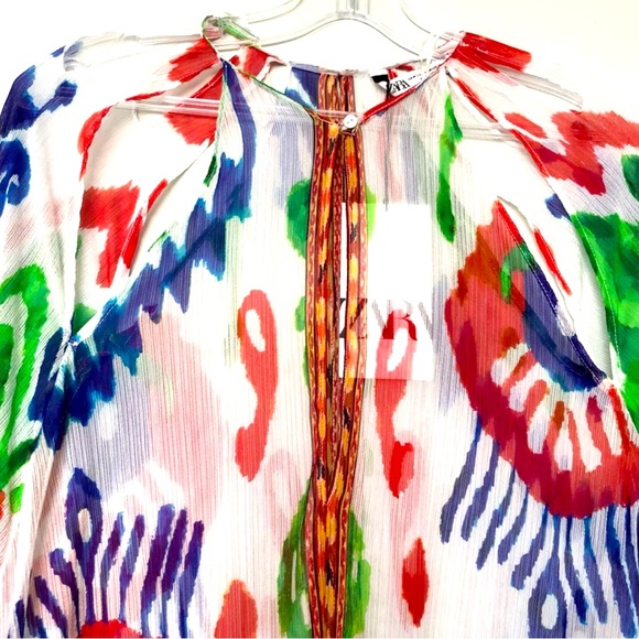 New Zara Printed Kaftan Dress Cover Up - Picture 12 of 15